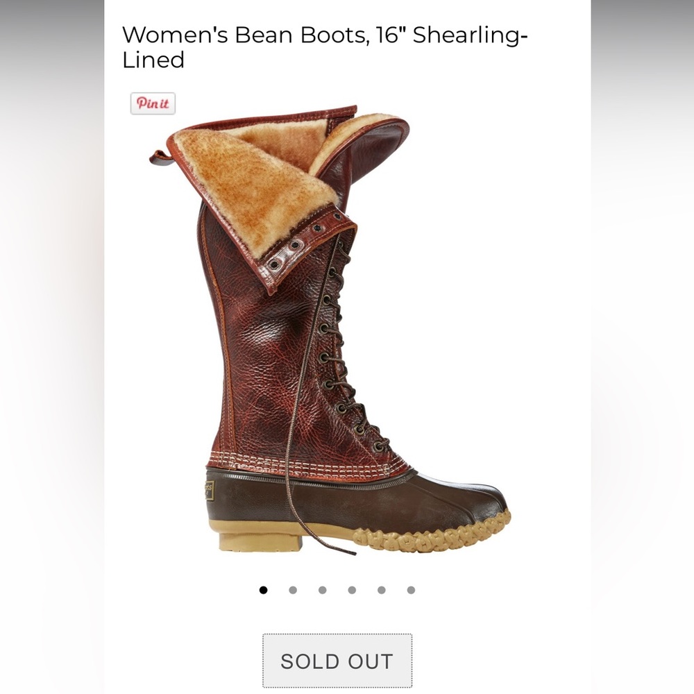 L.L. Bean 16” shearling lined leather duck boot size 9